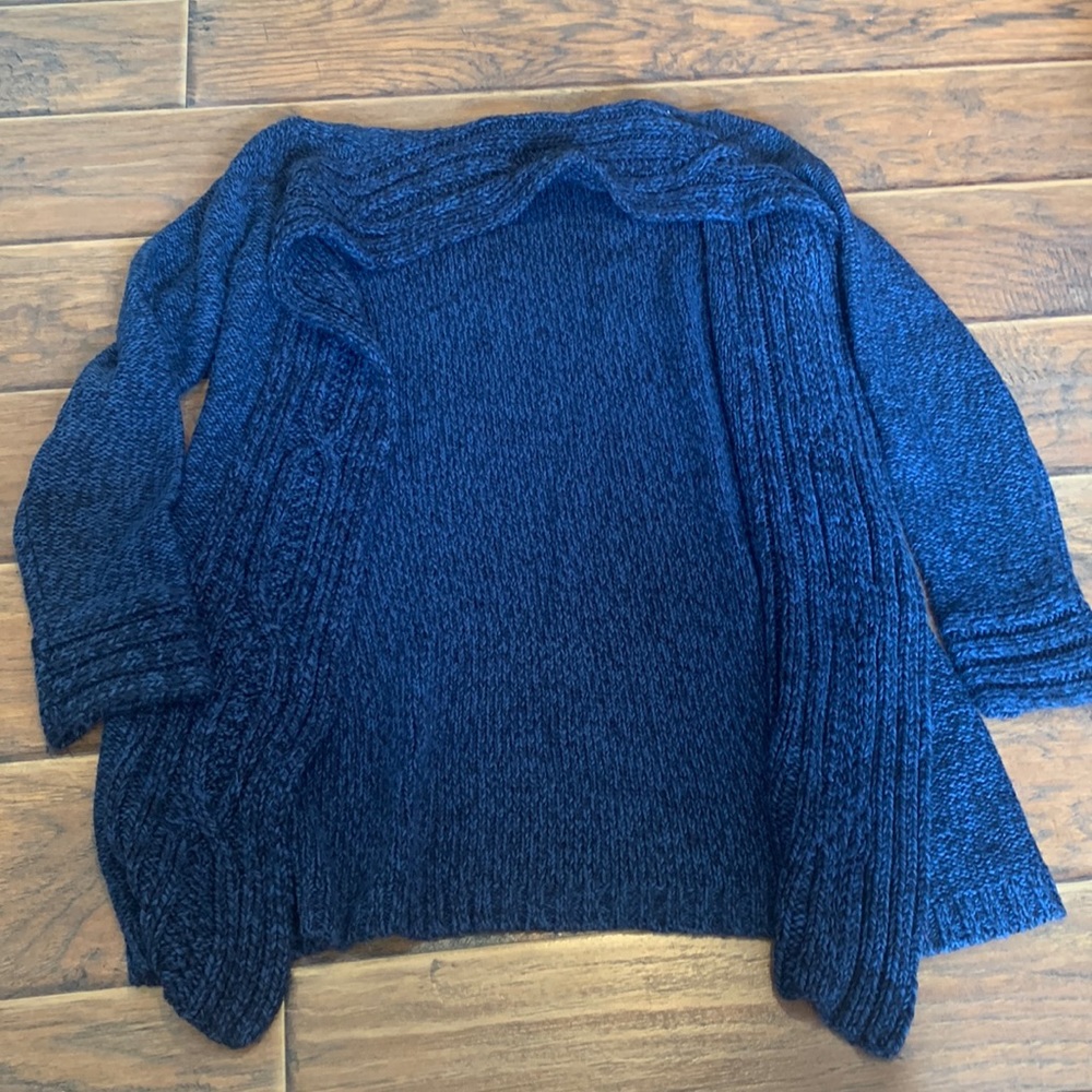 knitted heathered blue cardigan